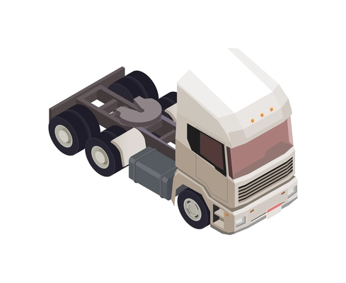 Trucks trailers transportation isometric composition with auto transport freight isolated icon on blank background vector illustration