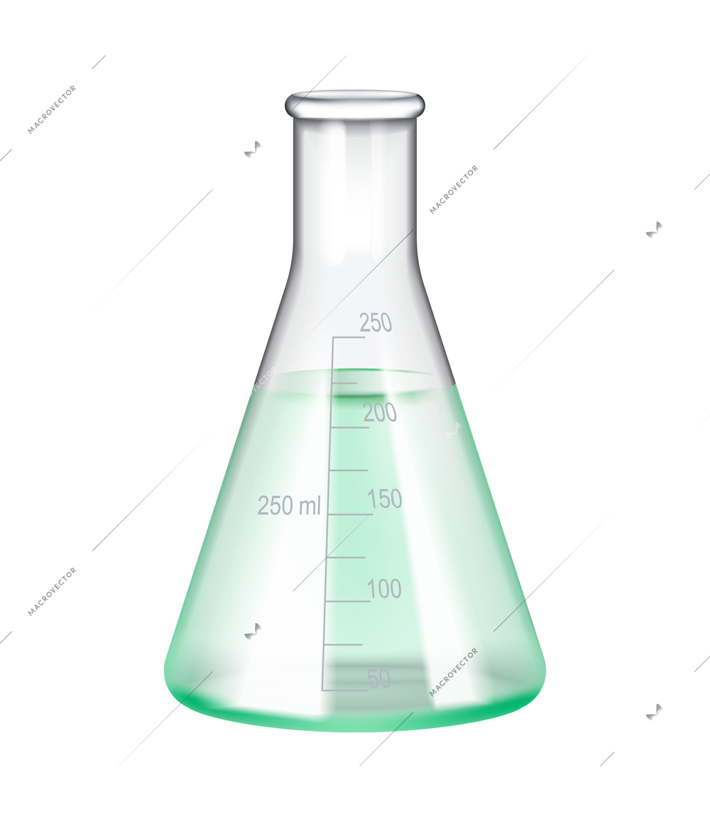 Test tubes flask laboratory glassware realistic composition with isolated image of transparent jar with liquid vector illustration