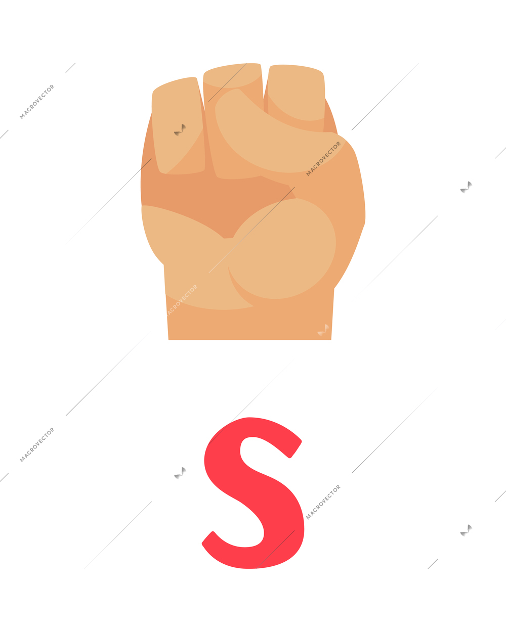 Deaf and dumb composition with isolated ornate letter and human hand showing appropriate gesture sign vector illustration