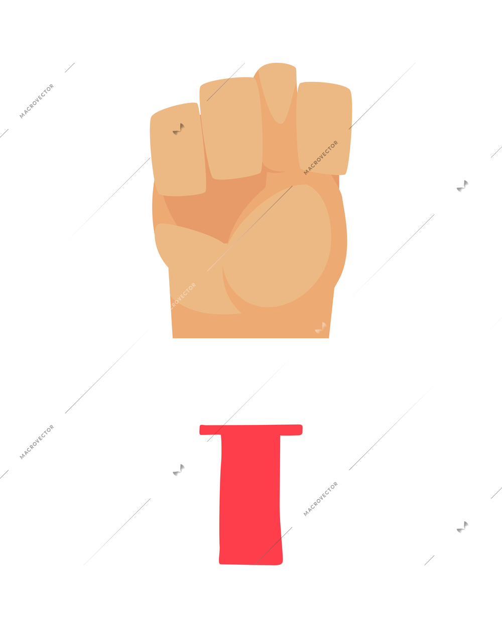 Deaf and dumb composition with isolated ornate letter and human hand showing appropriate gesture sign vector illustration