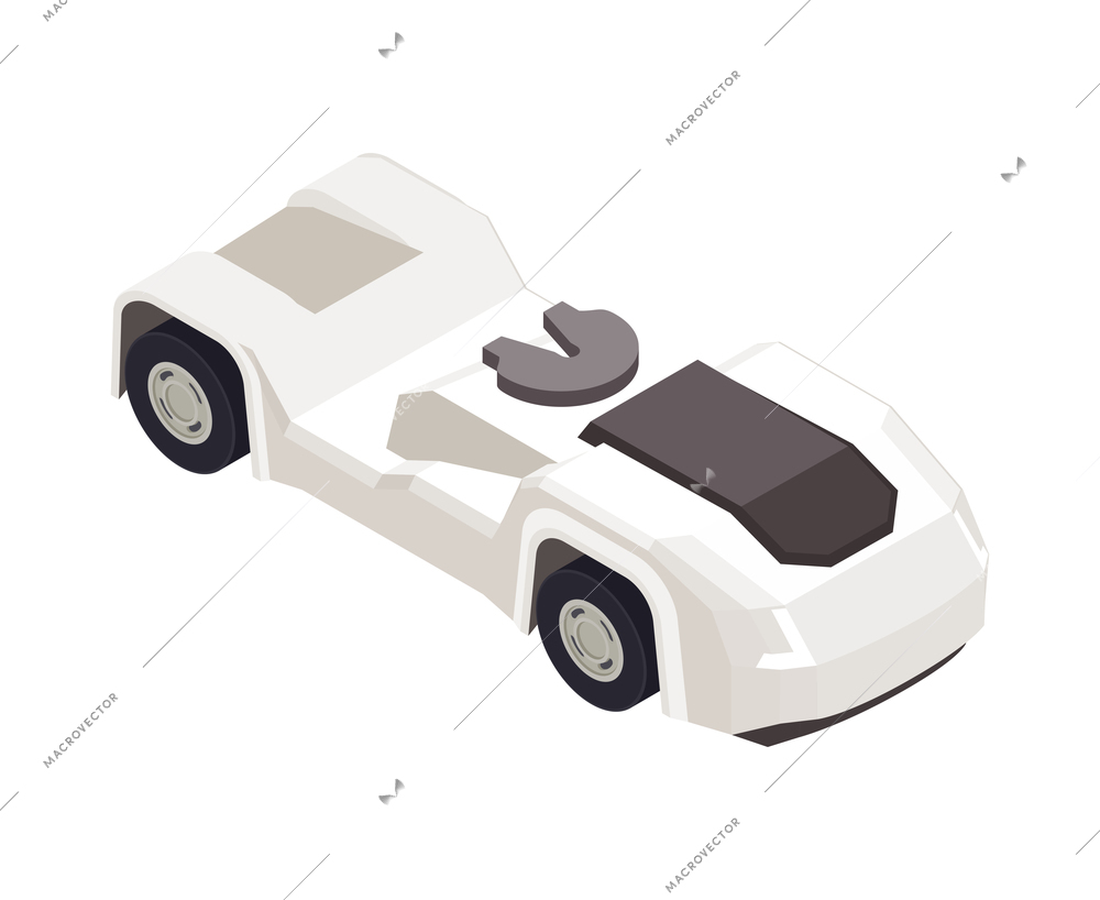 Trucks trailers transportation isometric composition with auto transport freight isolated icon on blank background vector illustration