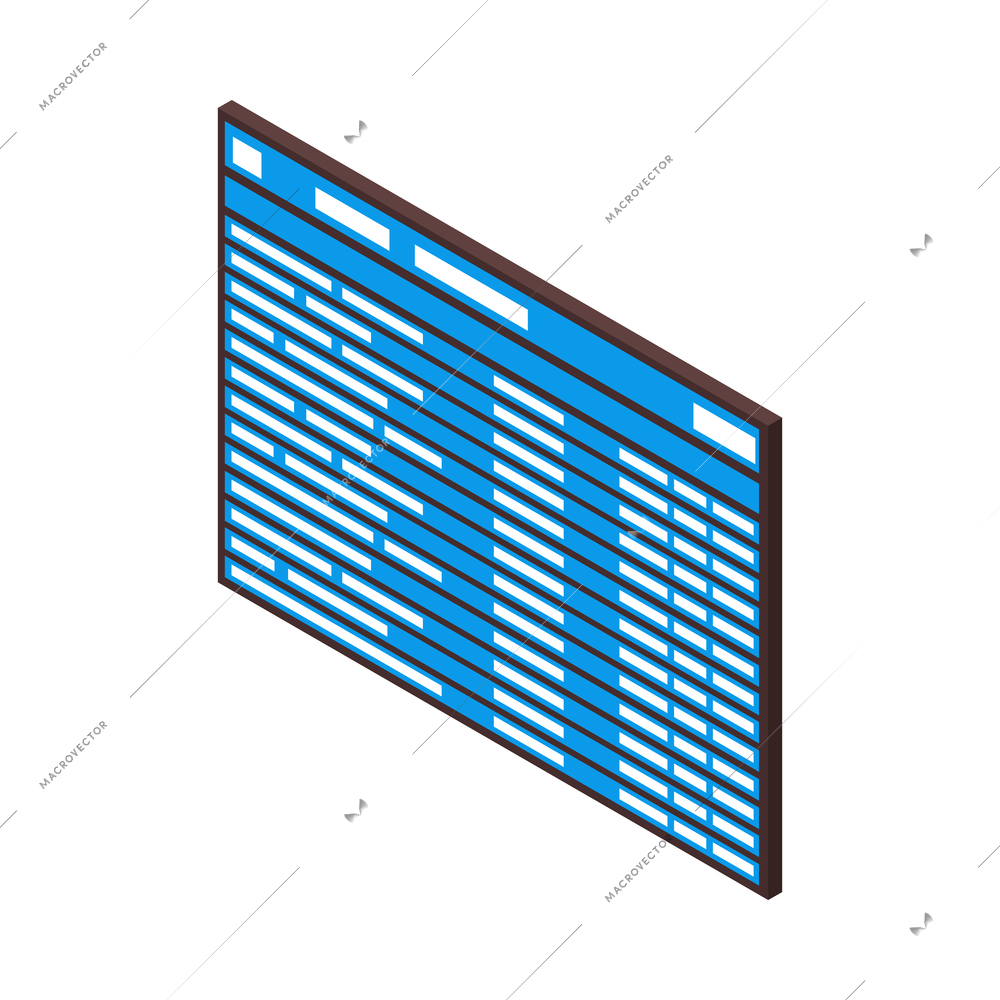 Isometric airport composition with isolated section of airport terminal zone on blank background vector illustration