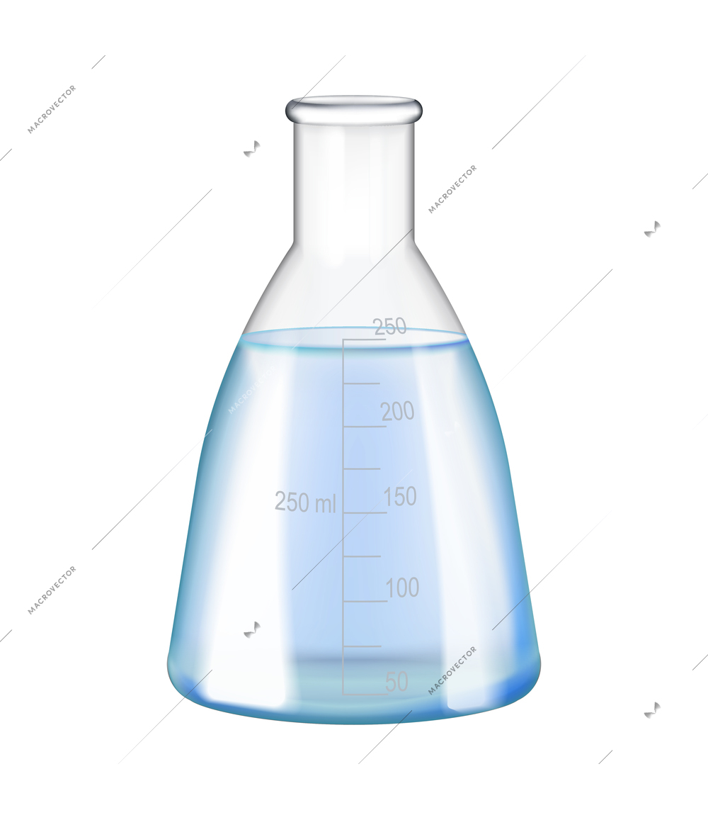 Test tubes flask laboratory glassware realistic composition with isolated image of transparent jar with liquid vector illustration