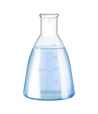 Test tubes flask laboratory glassware realistic composition with isolated image of transparent jar with liquid vector illustration