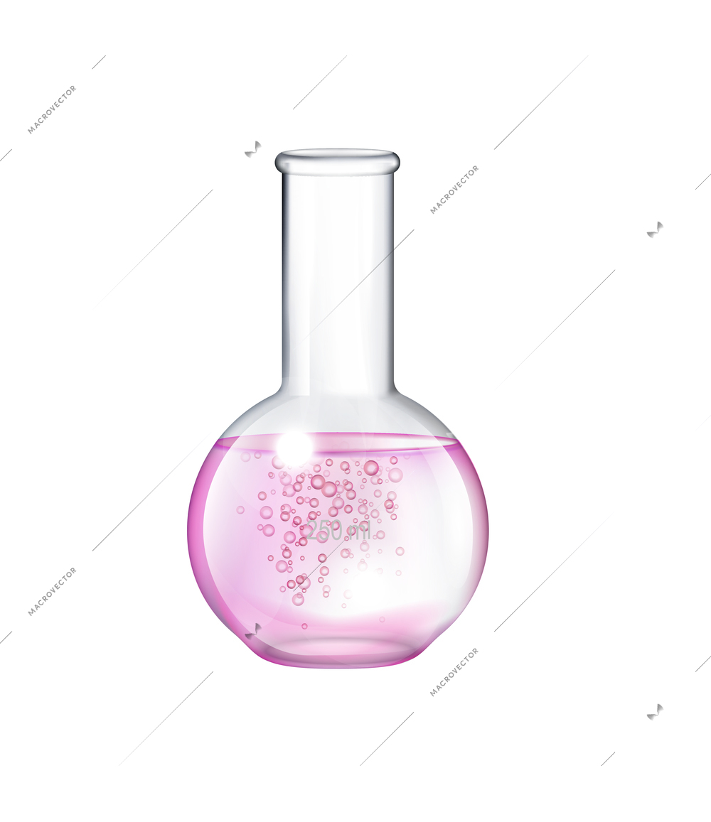 Test tubes flask laboratory glassware realistic composition with isolated image of transparent jar with liquid vector illustration