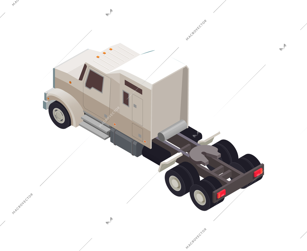 Trucks trailers transportation isometric composition with auto transport freight isolated icon on blank background vector illustration