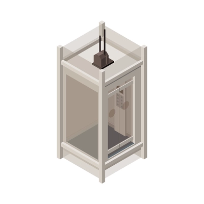 Elevator lift isometric composition with isolated image of accessibility appliance on blank background vector illustration