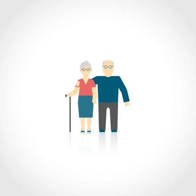 Senior grandparents couple mature people family concept flat icon isolated on white vector illustration