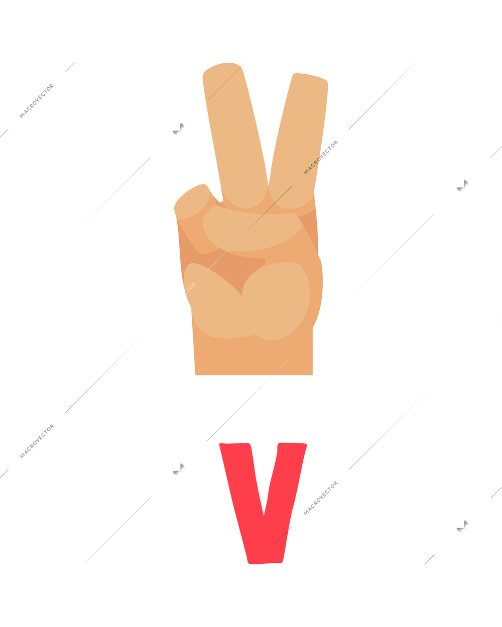 Deaf and dumb composition with isolated ornate letter and human hand showing appropriate gesture sign vector illustration