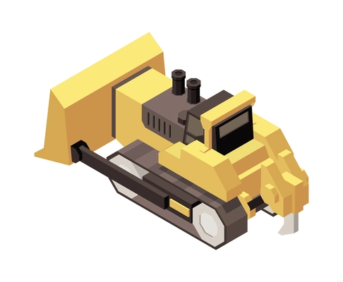 Mining machinery isometric composition with isolated image of mine machine on blank background 3d vector illustration