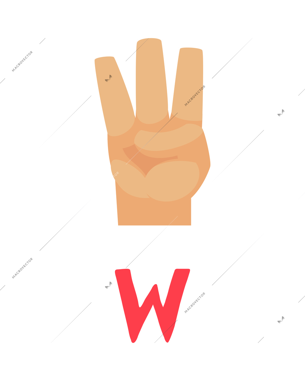 Deaf and dumb composition with isolated ornate letter and human hand showing appropriate gesture sign vector illustration