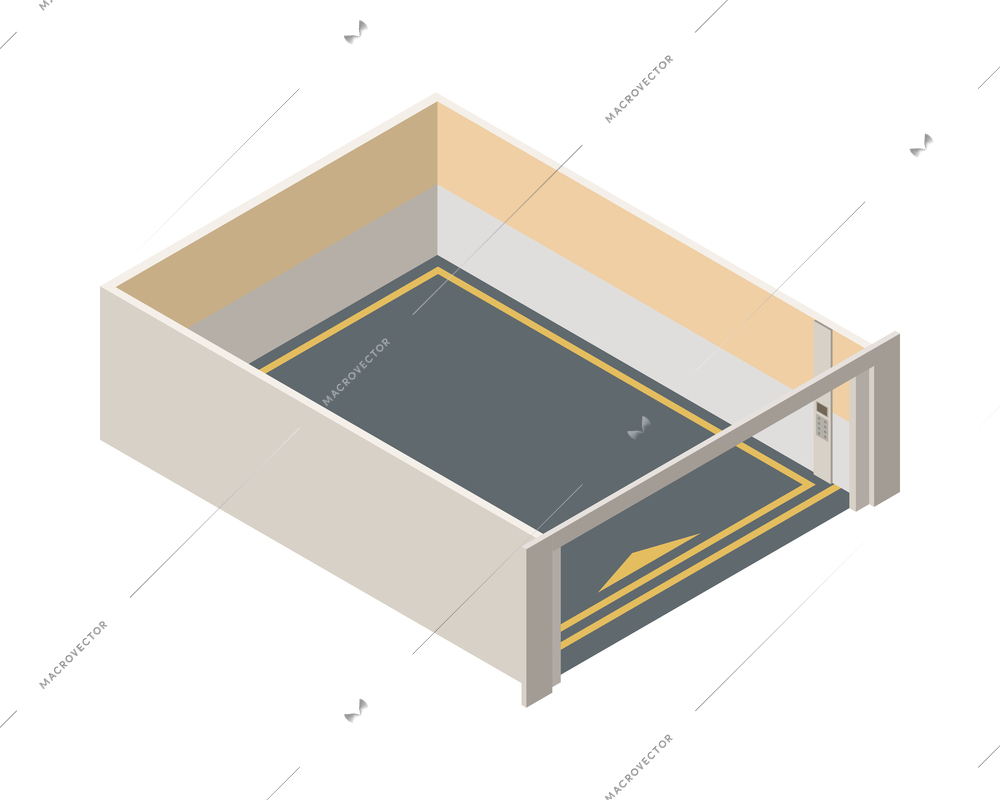 Elevator lift isometric composition with isolated image of accessibility appliance on blank background vector illustration