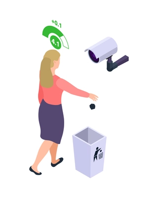 Social credit score system isometric composition with human characters rating pictograms and profile vector illustration