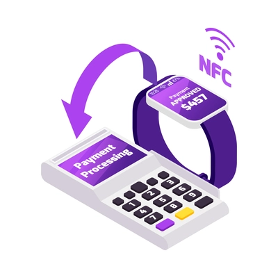 Online payment isometric composition with isolated security icons and electronic gadgets vector illustration