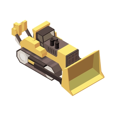 Mining machinery isometric composition with isolated image of mine machine on blank background 3d vector illustration