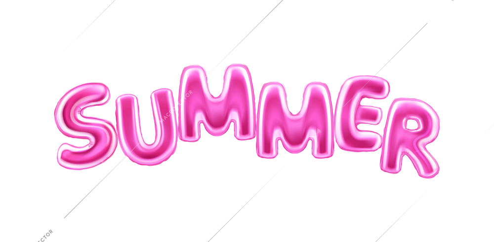 Balloon letters summer realistic composition with isolated bubble shaped text on blank background vector illustration