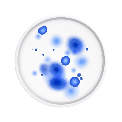 Mold fungus bacteria colony composition with isolated realistic image of laboratory plate with microbes vector illustration