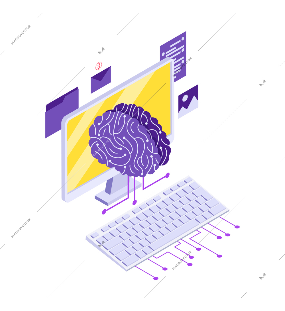 Robotic process automation isometric composition with isolated futuristic electronic icons vector illustration