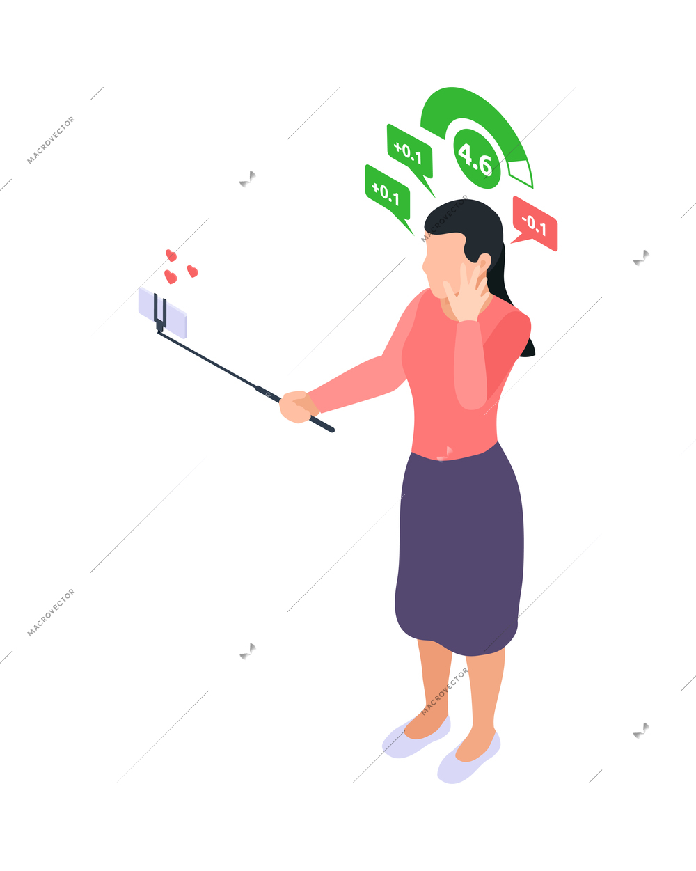 Social credit score system isometric composition with human characters rating pictograms and profile vector illustration