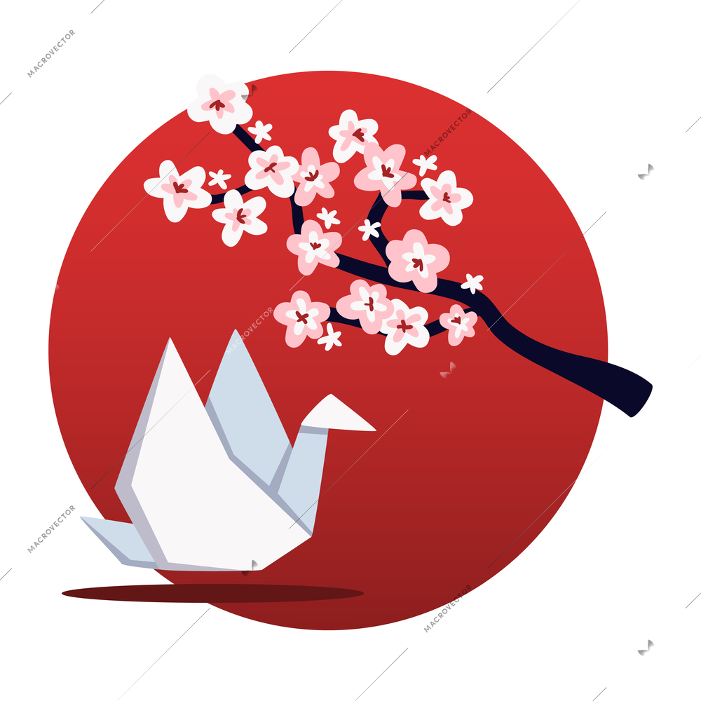 Japan circle composition with images of japanese traditional symbols on blank background vector illustration