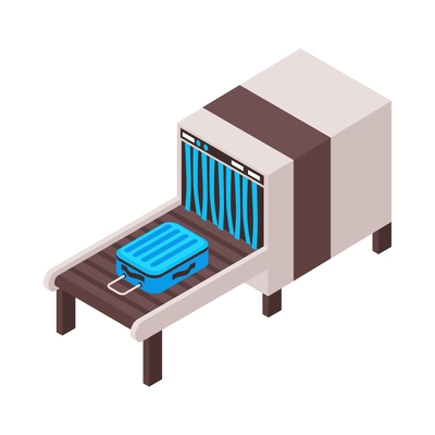 Isometric airport composition with isolated section of airport terminal zone on blank background vector illustration