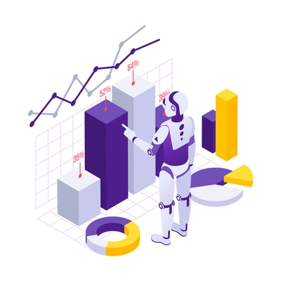 Robotic process automation isometric composition with isolated futuristic electronic icons vector illustration