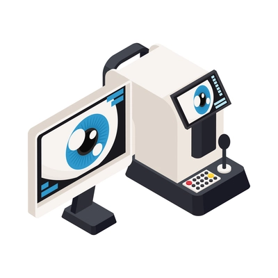 Ophthalmology isometric composition with isolated image of medical appliance vector illustration