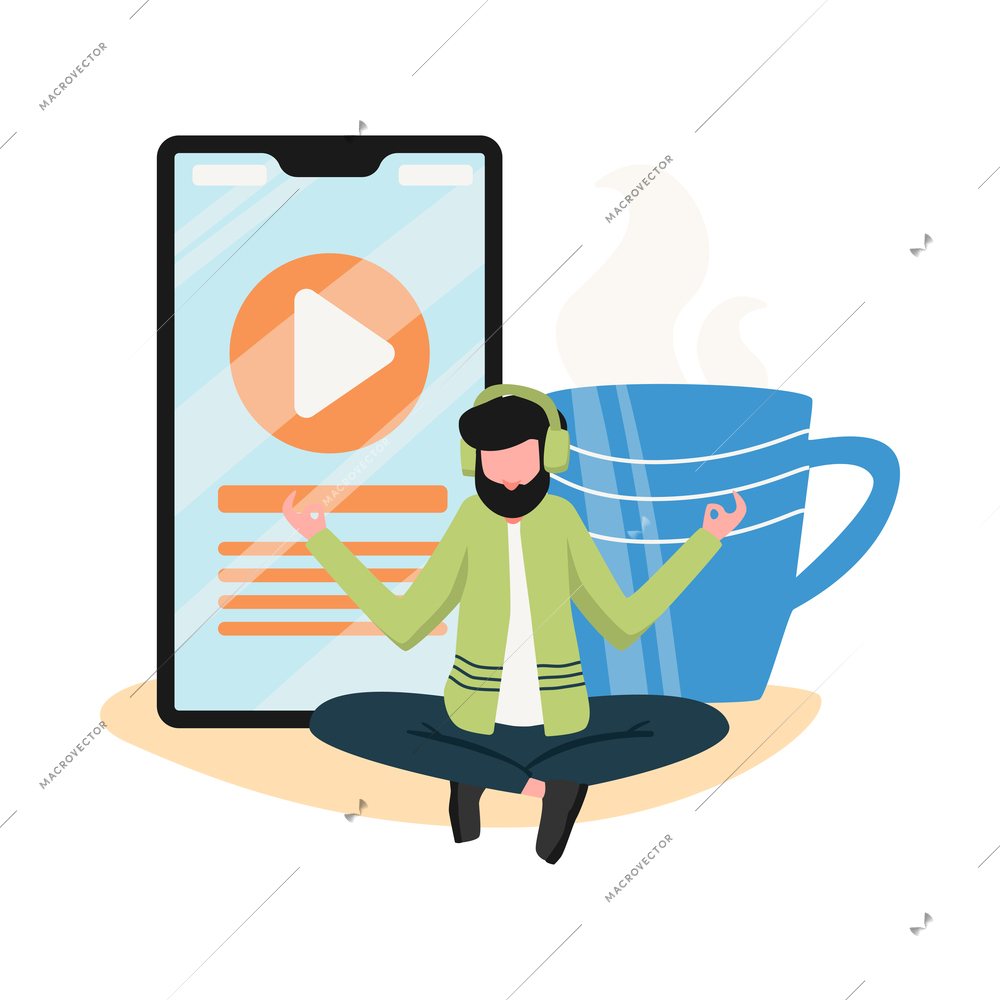 Online education e-learning training webinar composition with character of student learning remotely vector illustration