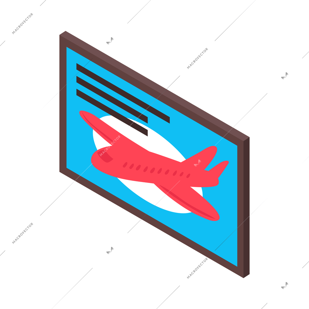 Isometric airport composition with isolated section of airport terminal zone on blank background vector illustration