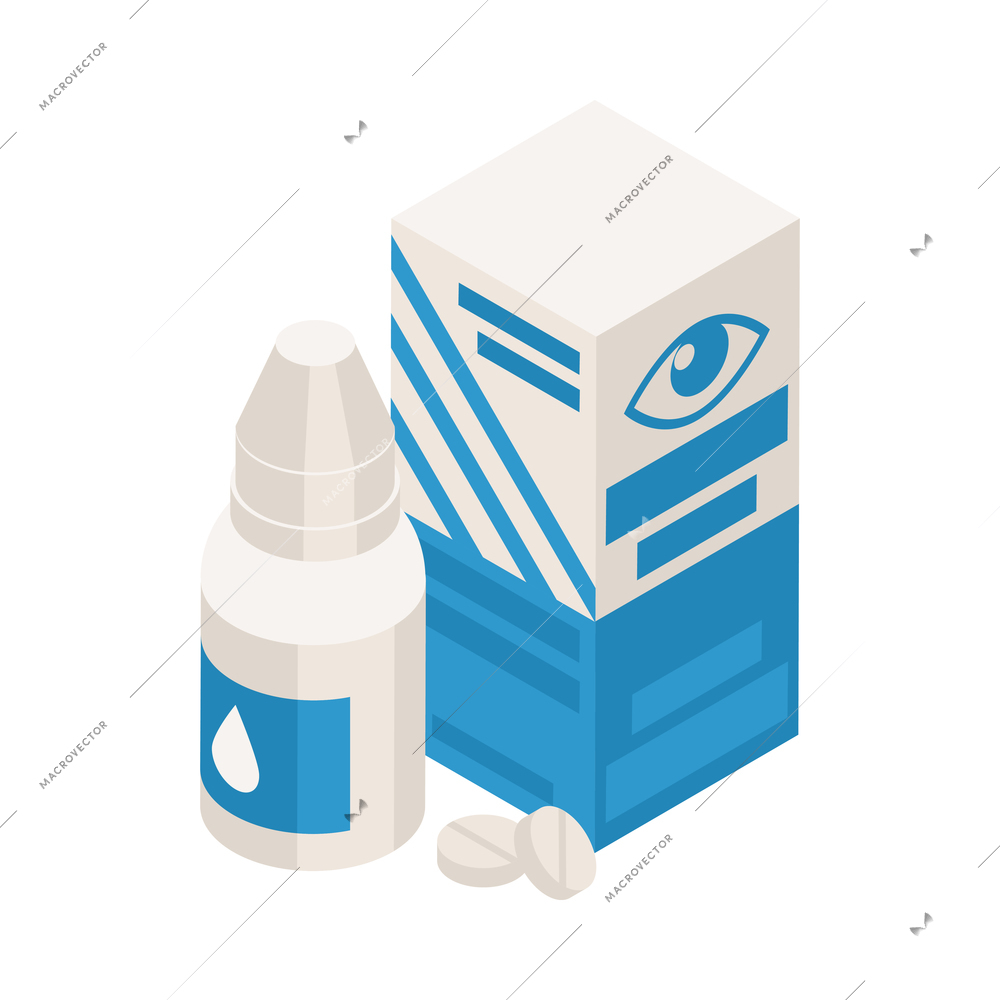 Ophthalmology isometric composition with isolated image of eyesight aid vector illustration