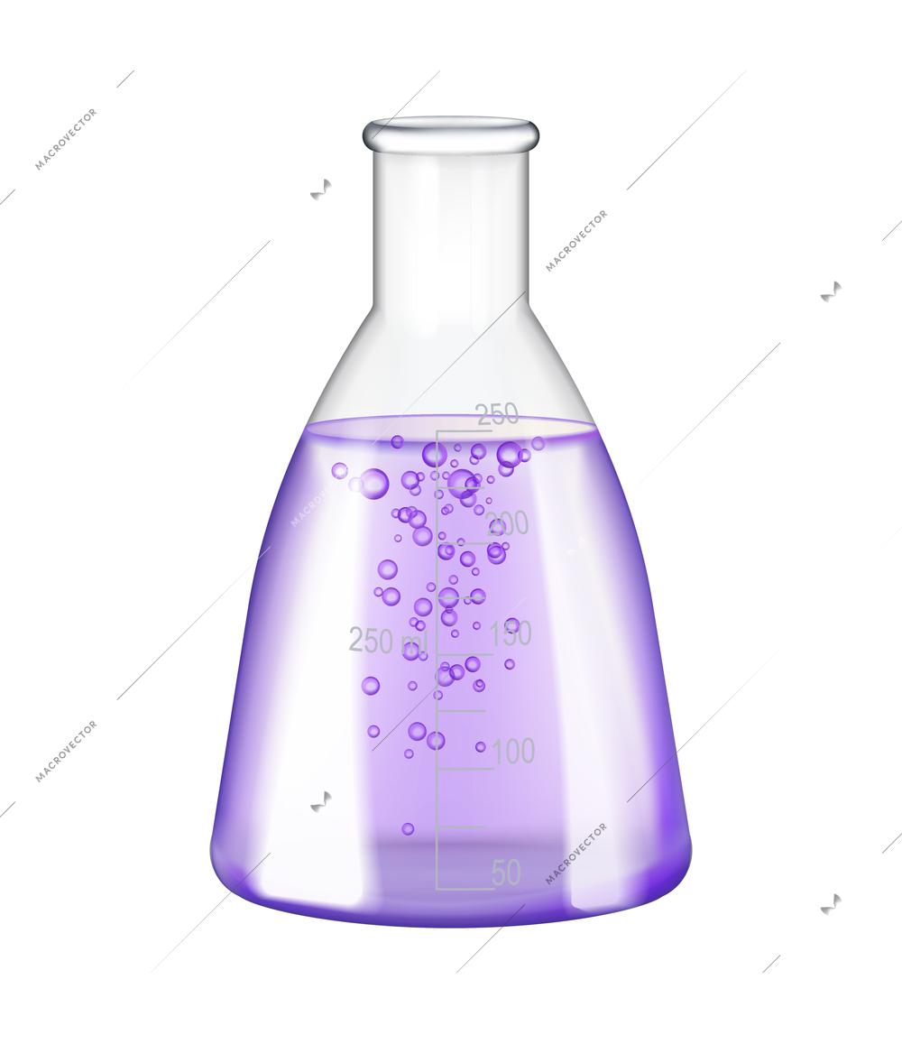 Test tubes flask laboratory glassware realistic composition with isolated image of transparent jar with liquid vector illustration