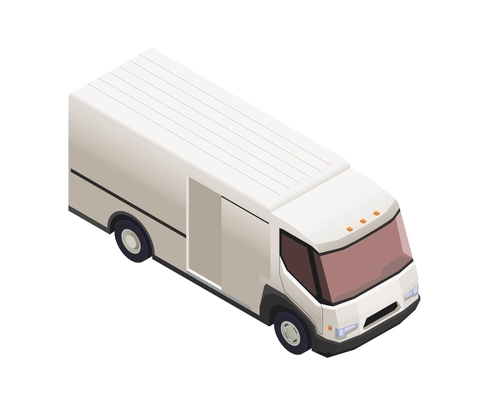 Trucks trailers transportation isometric composition with auto transport freight isolated icon on blank background vector illustration