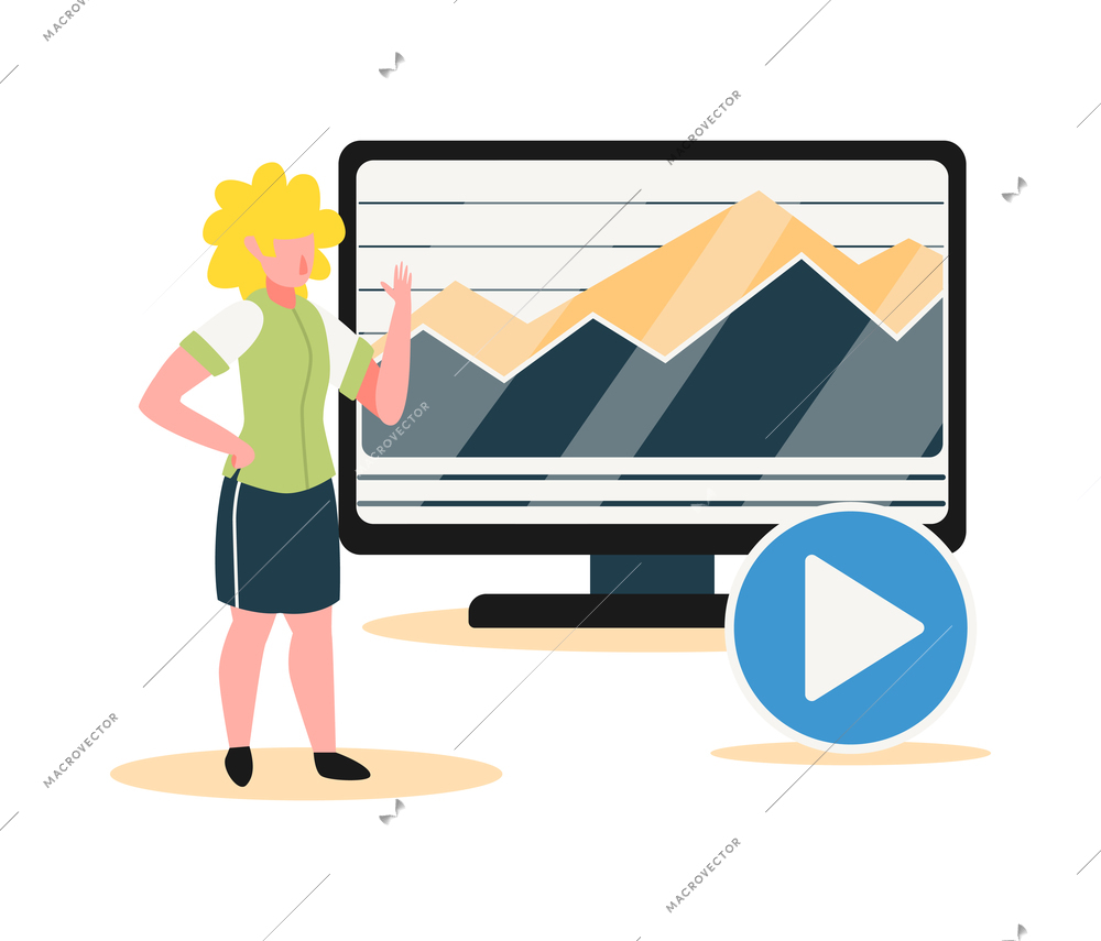 Online education e-learning training webinar composition with character of student learning remotely vector illustration