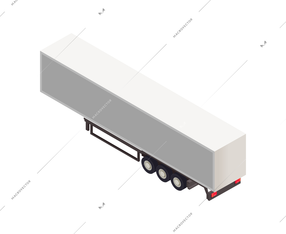 Trucks trailers transportation isometric composition with auto transport freight isolated icon on blank background vector illustration