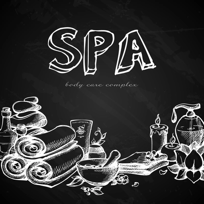Spa Massage Therapy Natural Health Care Concept Chalkboard Background Vector Illustration