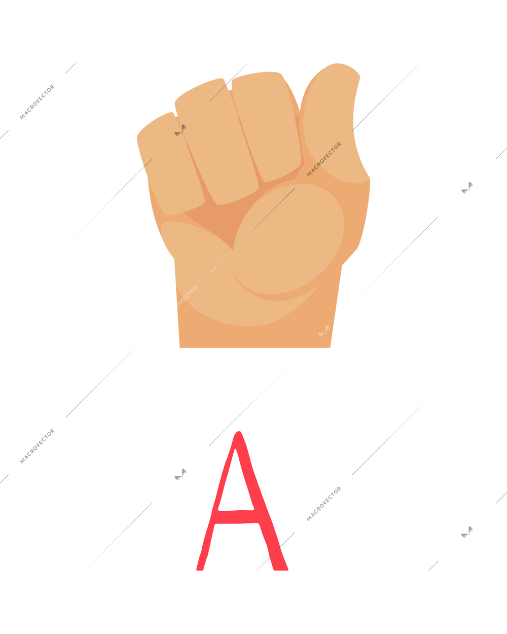 Deaf and dumb composition with isolated ornate letter and human hand showing appropriate gesture sign vector illustration