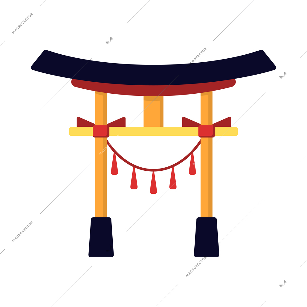 Japan composition with isolated image of japanese traditional symbol on blank background vector illustration