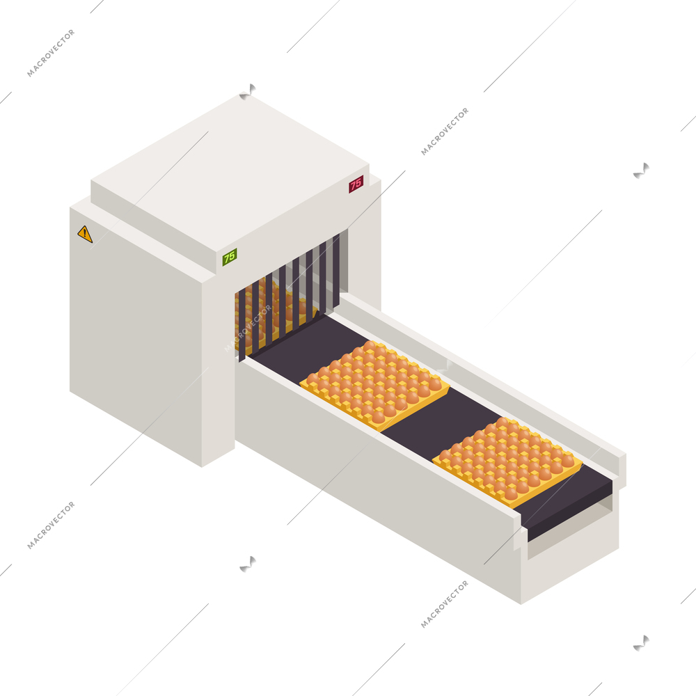 Chicken poultry production farm isometric composition with isolated image on blank background vector illustration