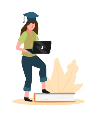 Online education e-learning training webinar composition with character of student learning remotely vector illustration