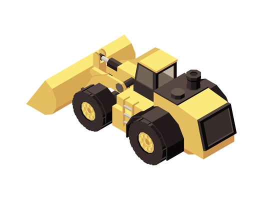 Mining machinery isometric composition with isolated image of mine machine on blank background 3d vector illustration