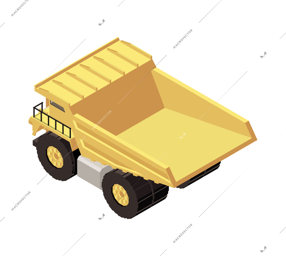 Mining machinery isometric composition with isolated image of mine machine on blank background 3d vector illustration