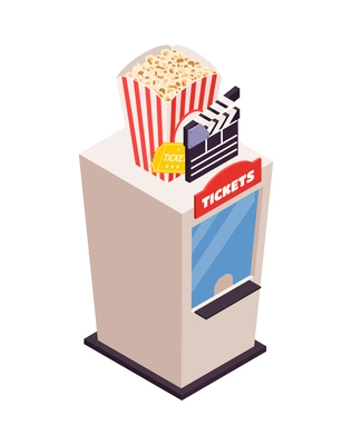 Isometric cinema composition with isolated movie industry icon on blank background vector illustration