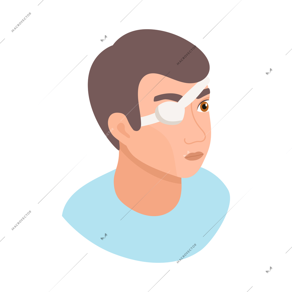 Ophthalmology isometric composition with isolated human head of patient vector illustration