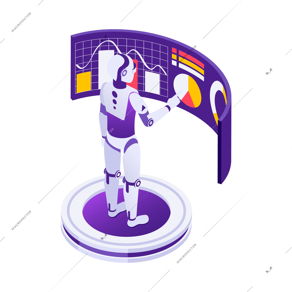 Robotic process automation isometric composition with isolated futuristic electronic icons vector illustration