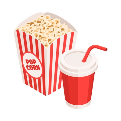 Isometric cinema composition with isolated movie industry icon on blank background vector illustration