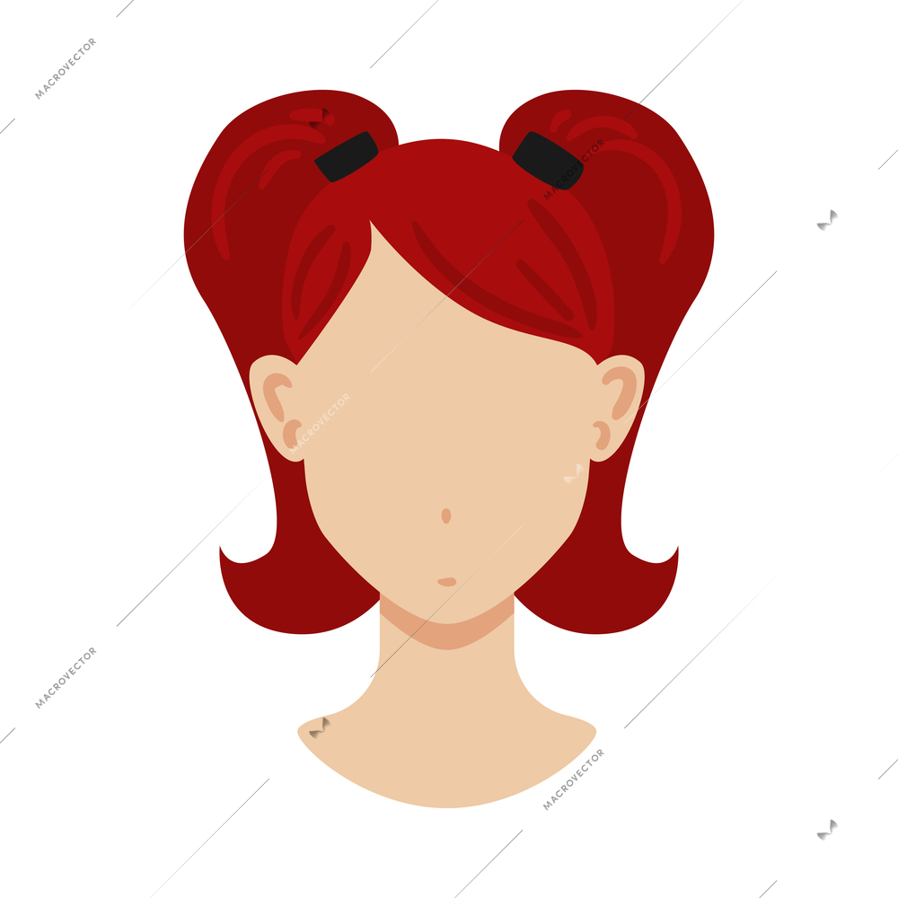 Portrait face creator woman constructor composition with isolated image of human head with haircut and empty face vector illustration