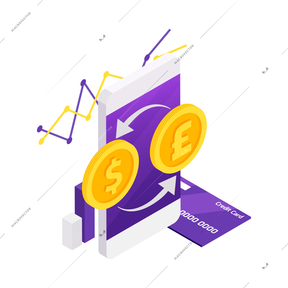 Online payment isometric composition with isolated security icons and electronic gadgets vector illustration