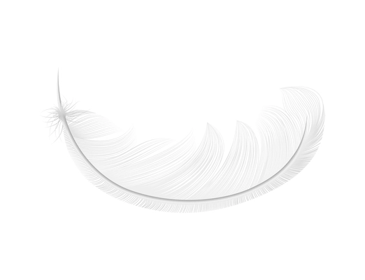 White feathers realistic composition with isolated image of pure feather on blank background vector illustration