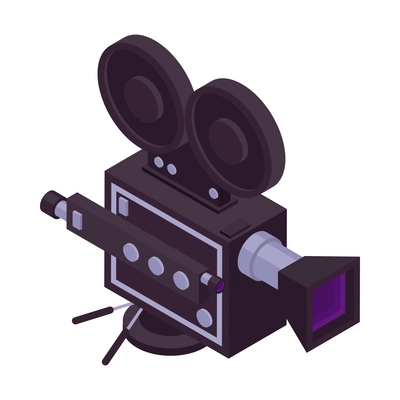 Isometric cinema composition with isolated movie industry icon on blank background vector illustration