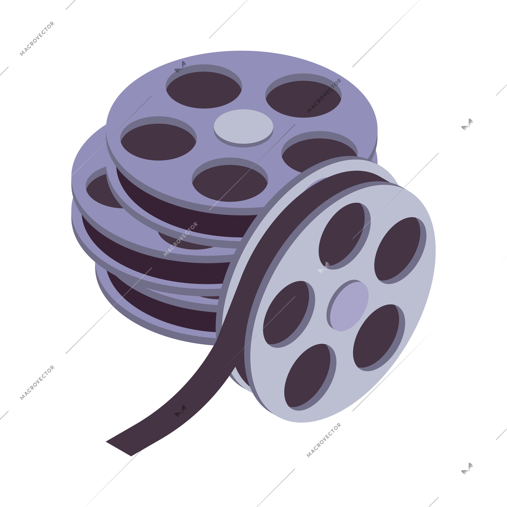 Isometric cinema composition with isolated movie industry icon on blank background vector illustration